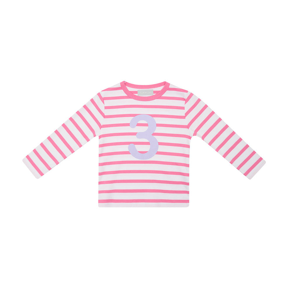 Age 3 Hot Pink and White Breton Striped T-Shirt