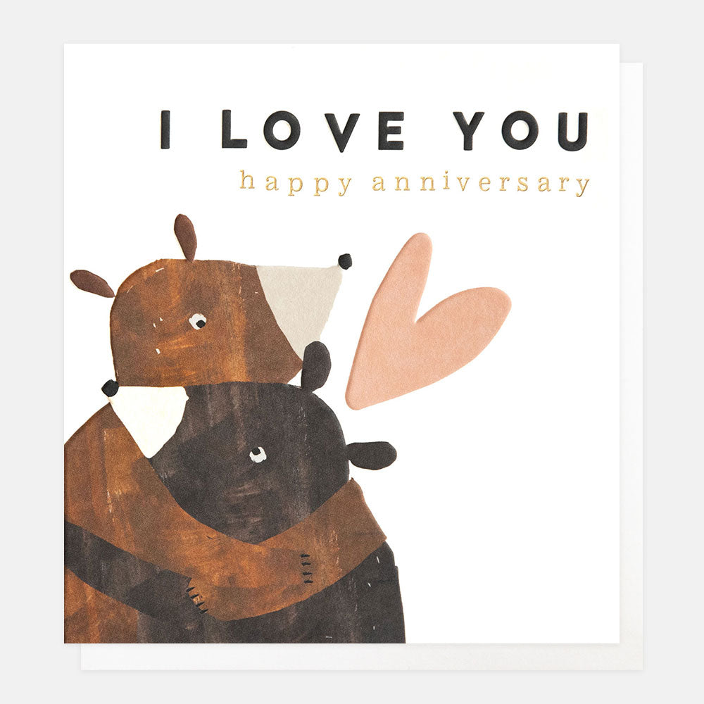 Hugging Bears & Heart Anniversary Card