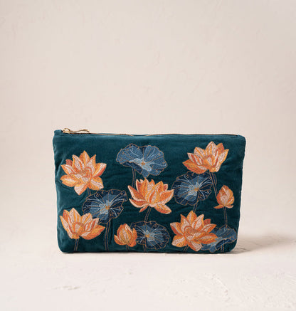 Lotus Rich Blue Velvet Everyday Pouch