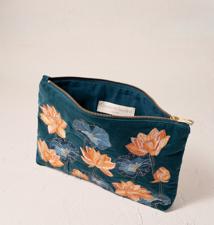 Lotus Rich Blue Velvet Everyday Pouch