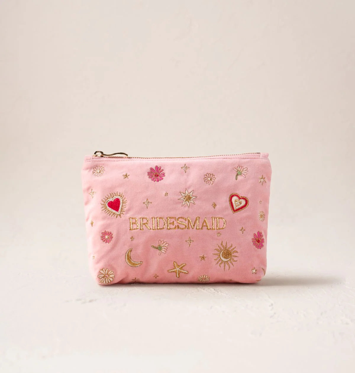 Love Charm Bridesmaid Velvet Mini Pouch Rose