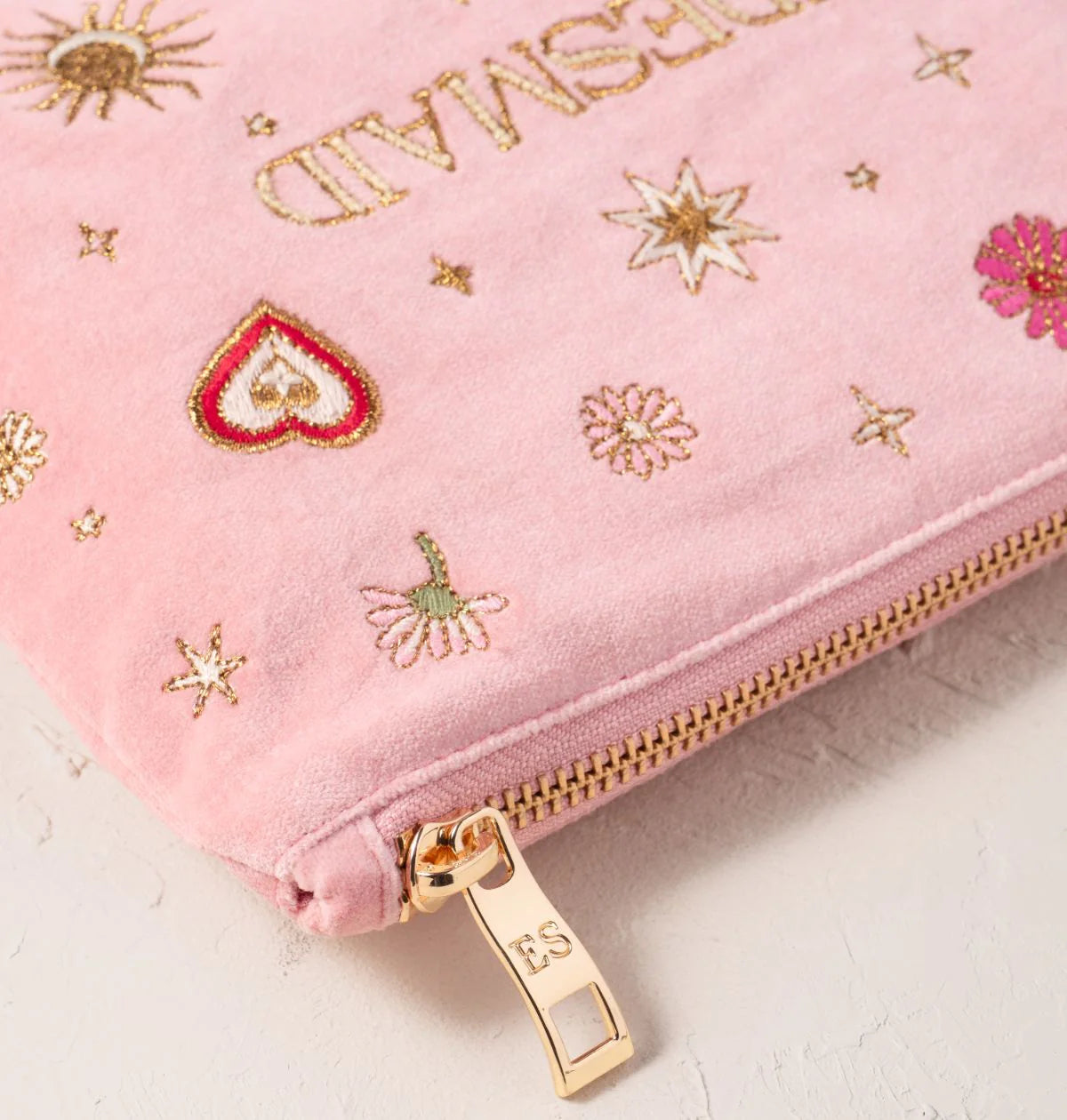 Love Charm Bridesmaid Velvet Mini Pouch Rose