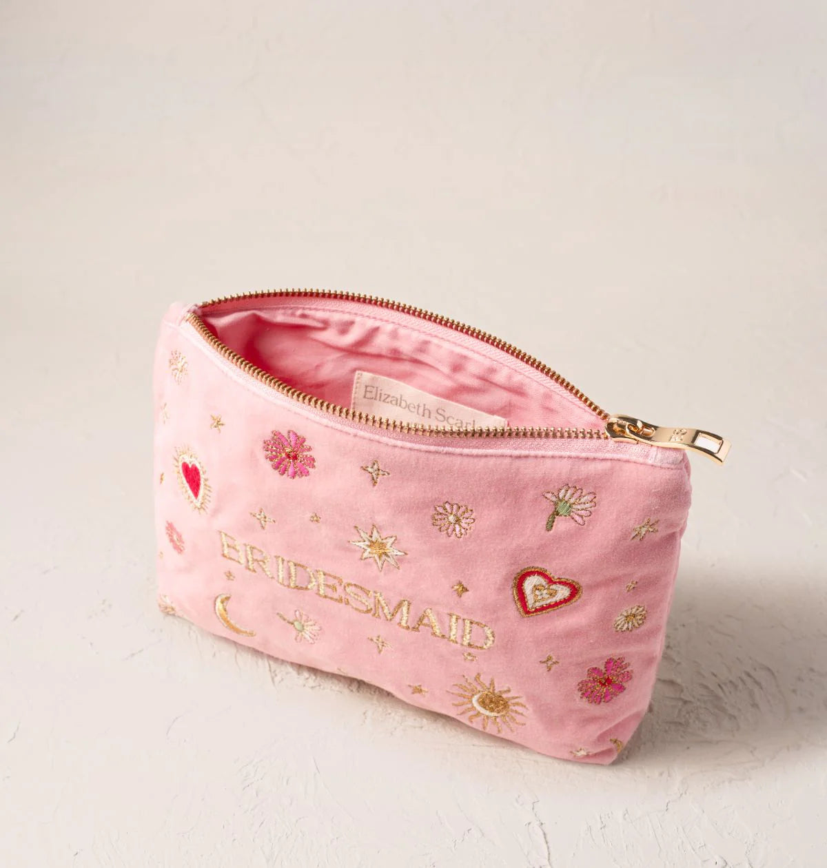 Love Charm Bridesmaid Velvet Mini Pouch Rose