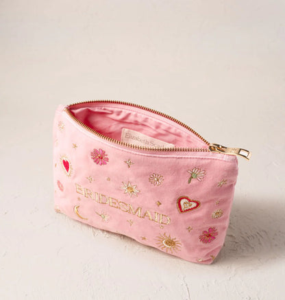Love Charm Bridesmaid Velvet Mini Pouch Rose