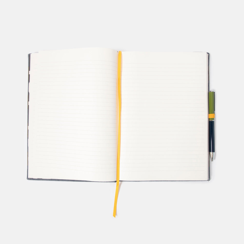 Navy & Khaki Stripe Casebound Notebook & Pen Set