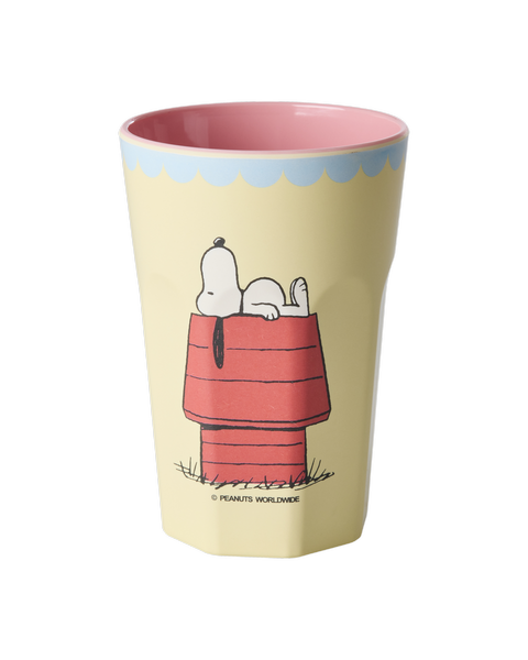 Tall Melamine Cup - Cream Snoopy Print