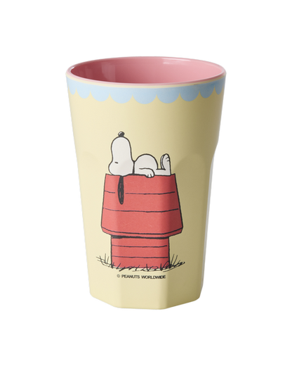 Tall Melamine Cup - Cream Snoopy Print