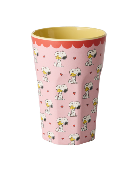 Tall Melamine Cup - Pink Snoopy Print