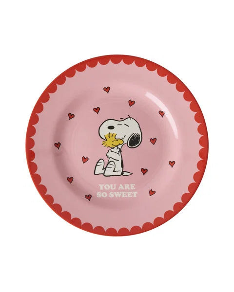 Melamine Side Plate with Pink Snoopy Print