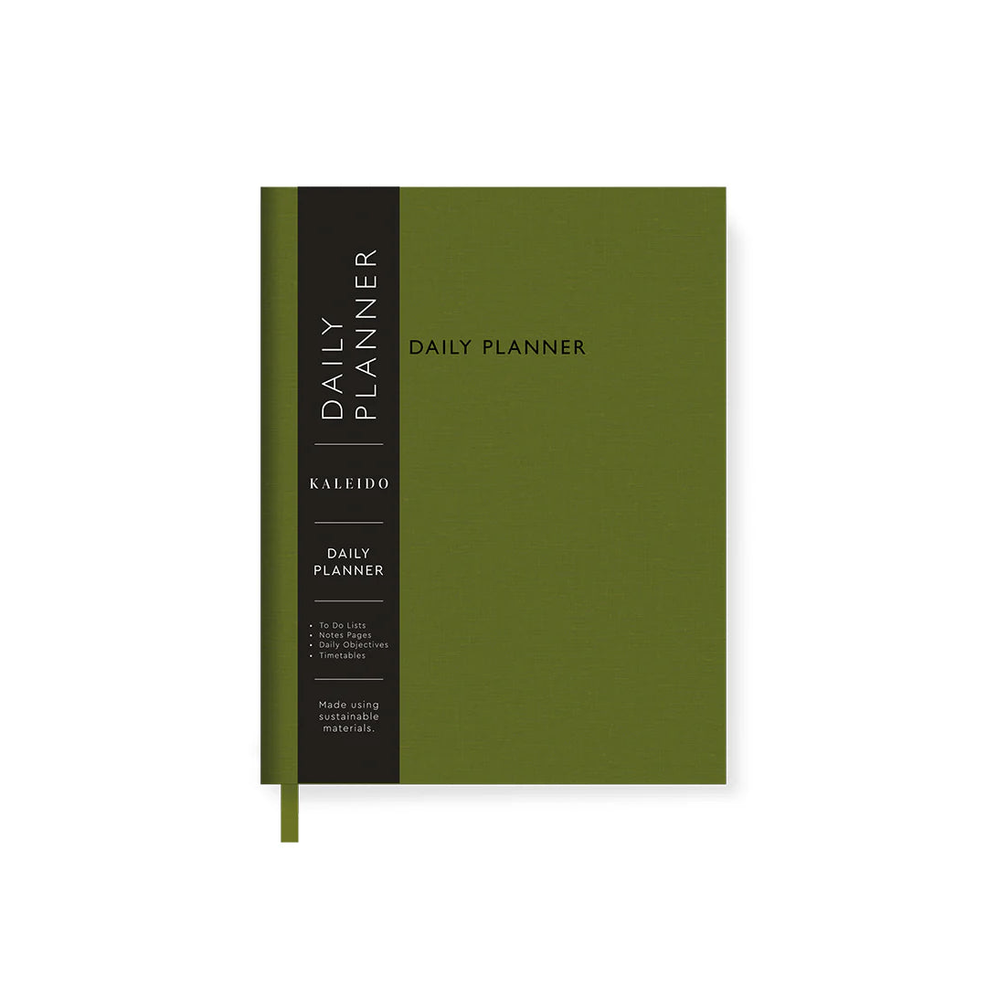 Olive Green Fabric Daily Planner B6
