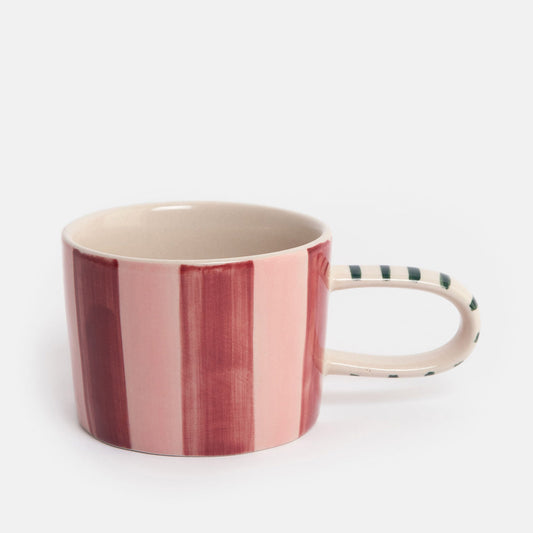 Wine & Peach Pink Stripe Ceramic Mug
