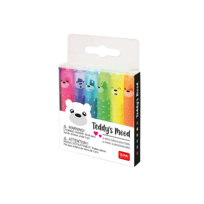 Legami Teddy's Mood - Set of 6 Mini Highlighters