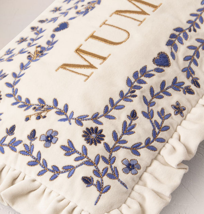 Mediterranean Garden Mum Velvet Frill Everyday Pouch