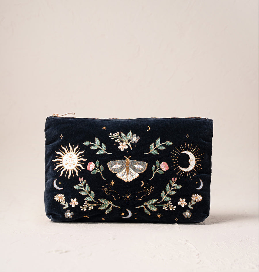 Midnight Mysticism Velvet Everyday Pouch - Charcoal