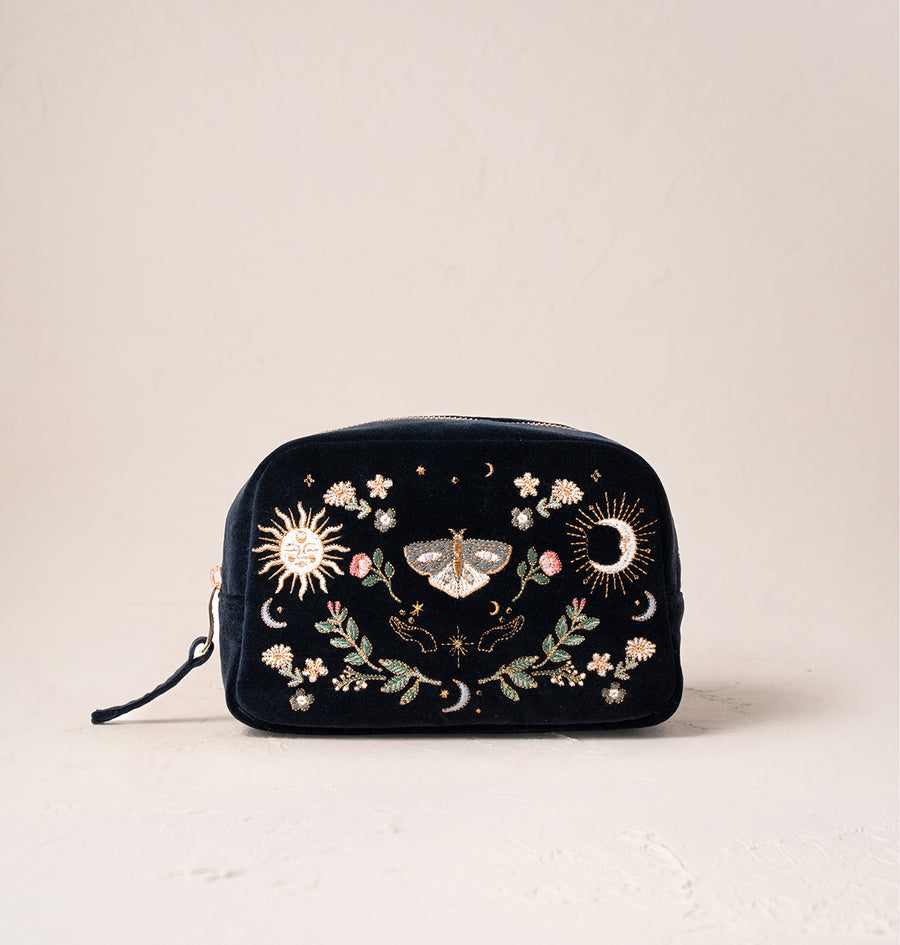 Midnight Mysticism Velvet Everyday Pouch - Charcoal