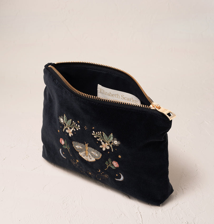 Midnight Mysticism Velvet Mini Pouch - Charcoal