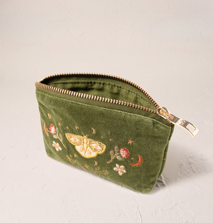 Midnight Mysticism Velvet Coin Purse - Fern Green