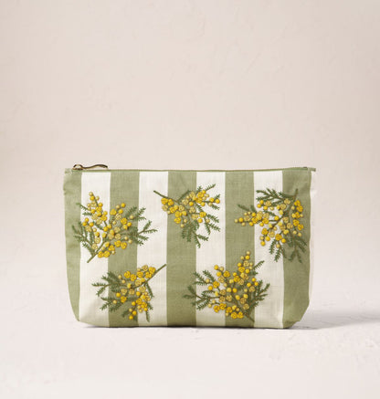 Mimosa Stripe Cotton Everyday Pouch - Green