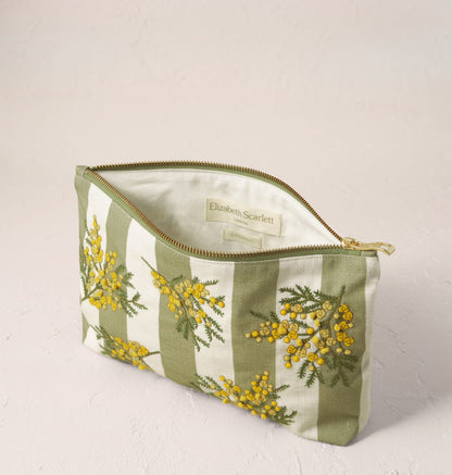 Mimosa Stripe Cotton Everyday Pouch - Green