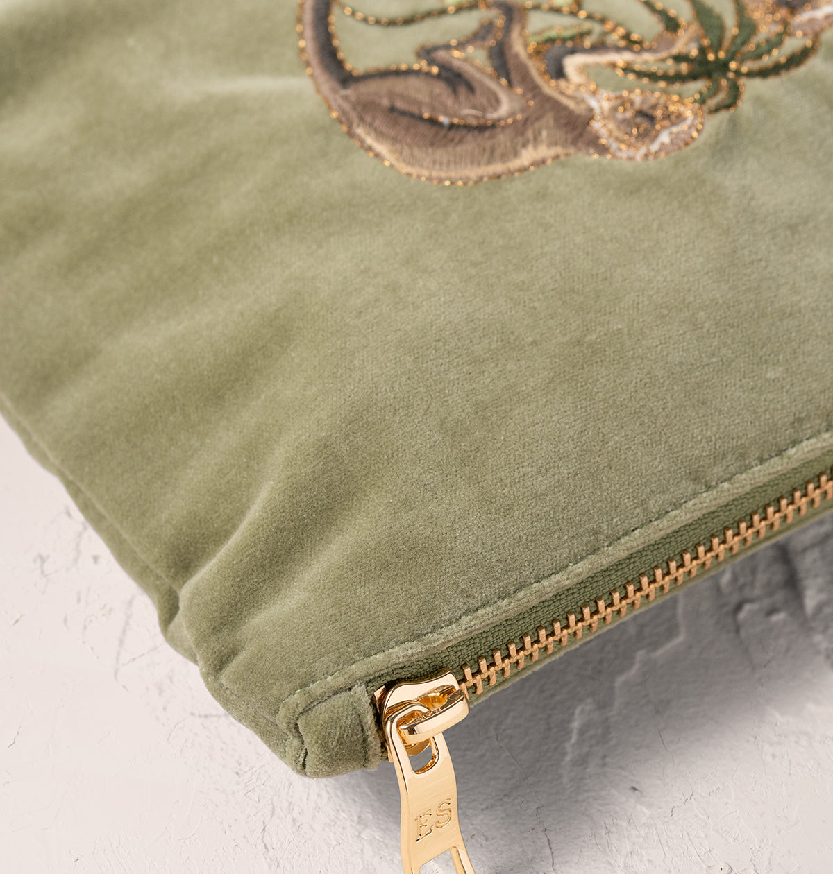 Monkeys Mini Pouch - Olive Velvet
