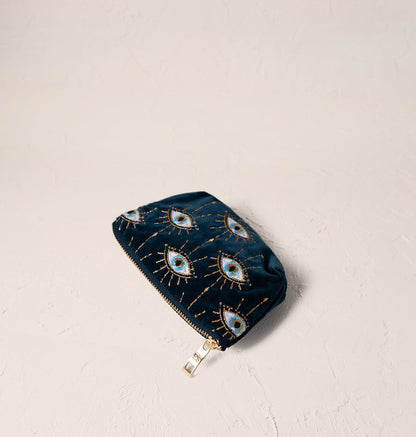 Mystic Eye Ink Blue Velvet Coin Purse