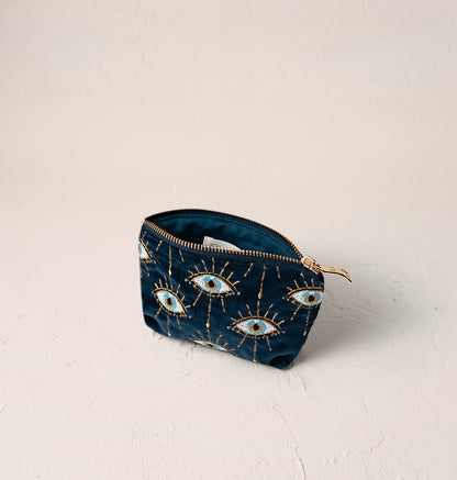 Mystic Eye Ink Blue Velvet Coin Purse