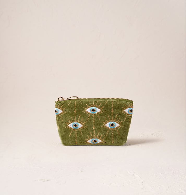 Mystical Eye Garden Green Velvet Coin Purse