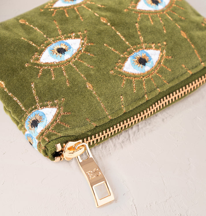 Mystical Eye Garden Green Velvet Coin Purse