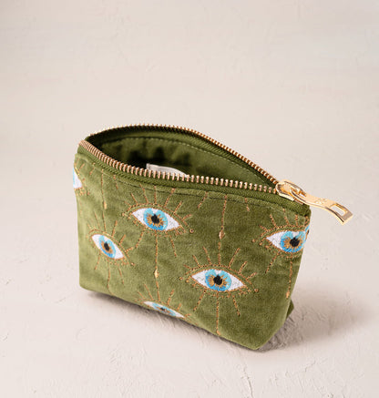 Mystical Eye Garden Green Velvet Coin Purse