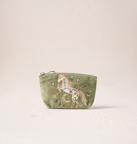 Mystical Horse Coin Purse - Olive