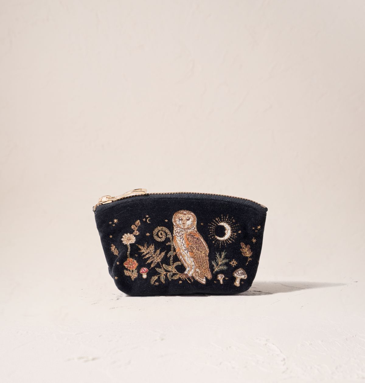 Mystical Owl Coin Purse - Charcoal Velvet