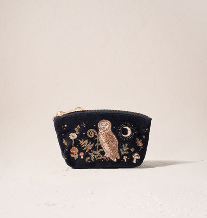Mystical Owl Coin Purse - Charcoal Velvet