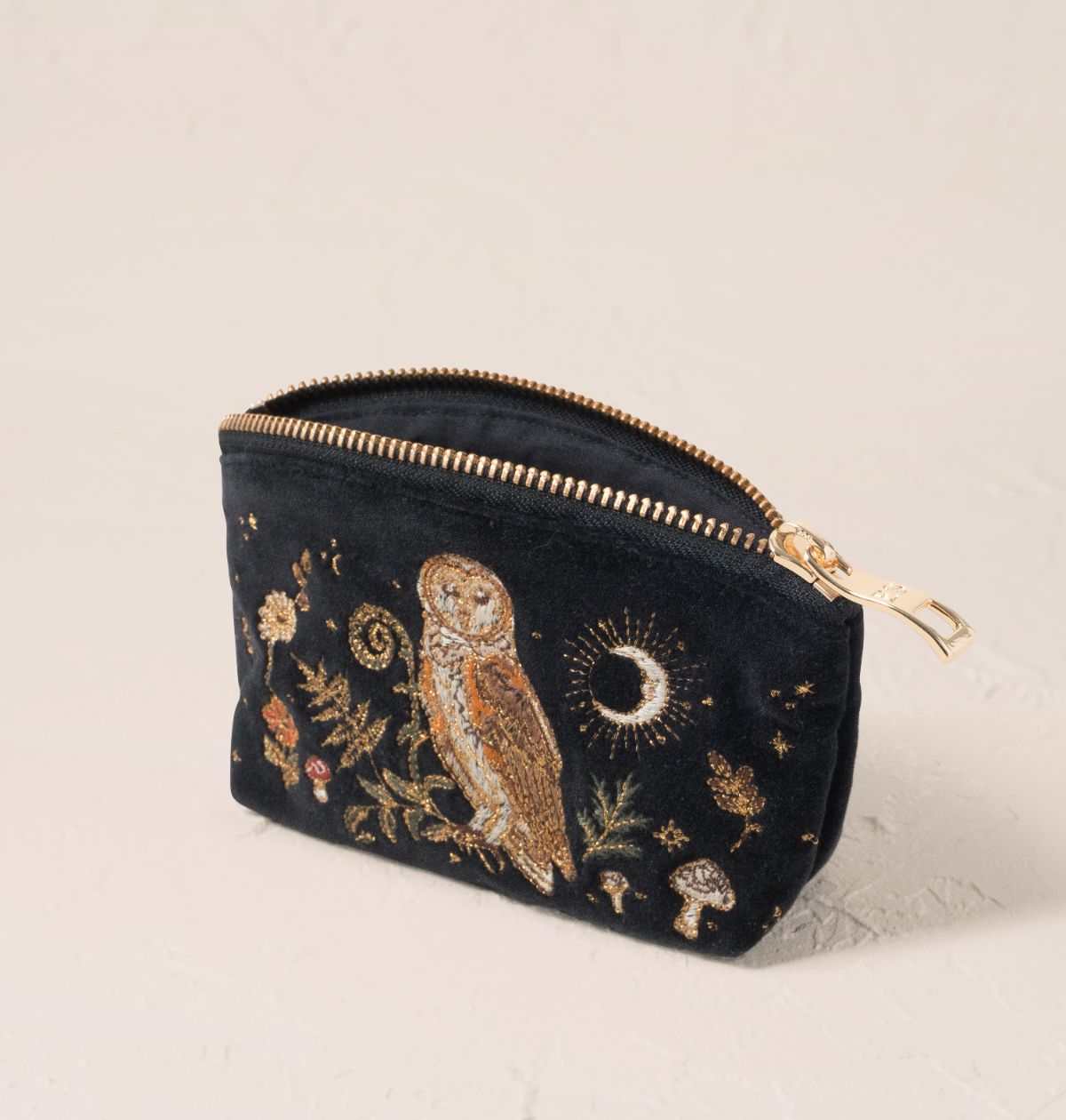 Mystical Owl Coin Purse - Charcoal Velvet