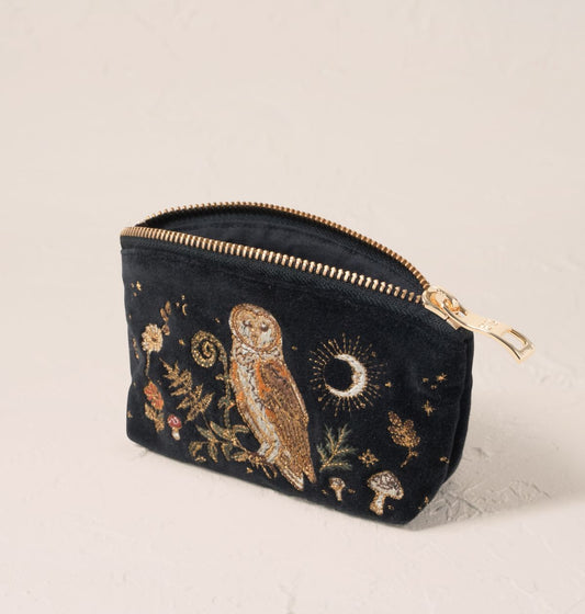 Mystical Owl Coin Purse - Charcoal Velvet