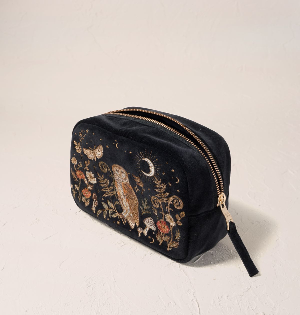 Mystical Owl Makeup Bag - Charcoal Velvet