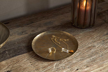 Amai Etched Round Tray -  Brass