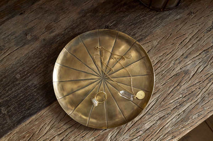 Amai Etched Round Tray -  Brass