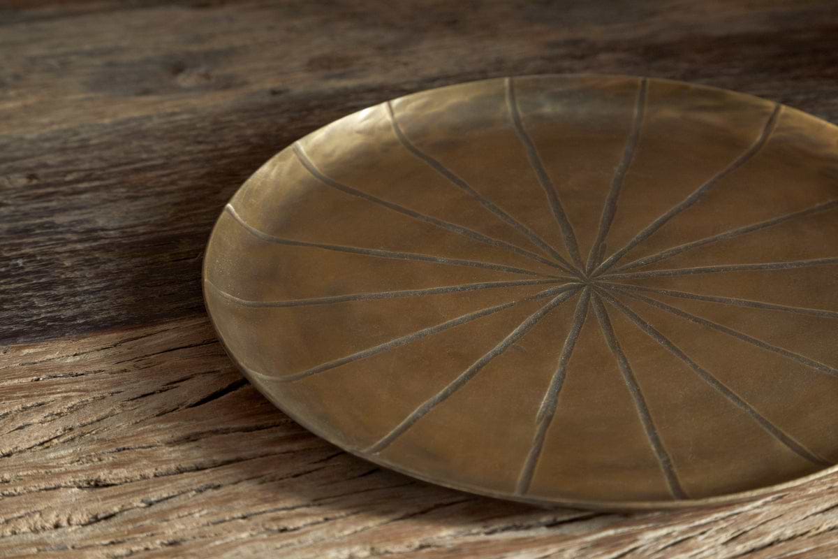 Amai Etched Round Tray -  Brass