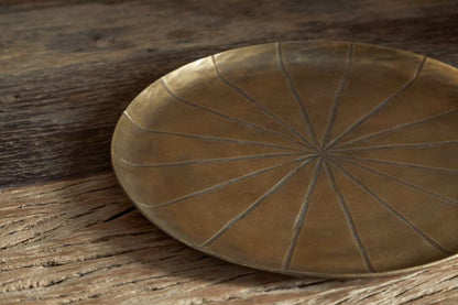 Amai Etched Round Tray -  Brass