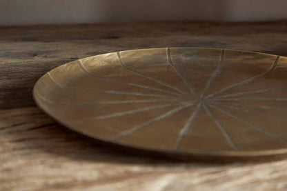 Amai Etched Round Tray -  Brass