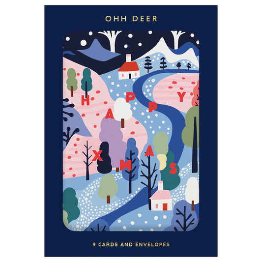 Christmas Card Set - Scandi Town   - Pack of 9