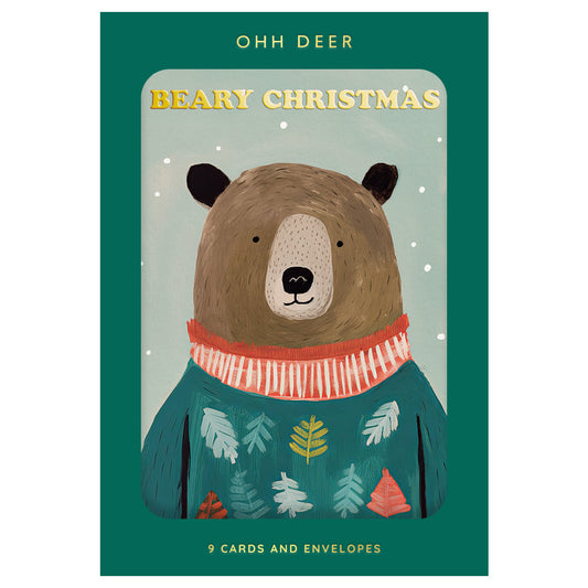 Assorted Christmas Card Set Festive Bears - Pack of 9