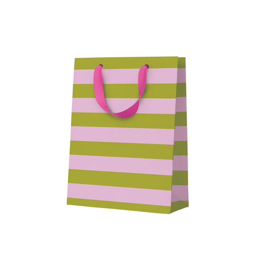 Green And Pink Stripe Medium Gift Bag