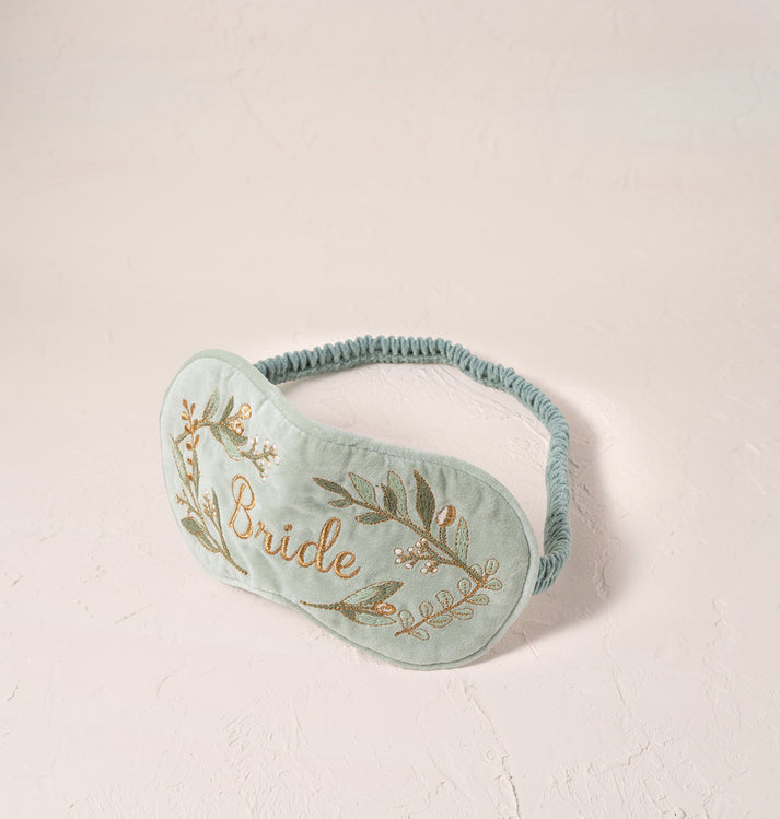 Olive Branch Bride Eye Mask Sage Velvet