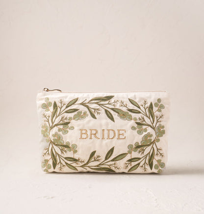 Olive Branch Bride Velvet Everyday Pouch - Cream