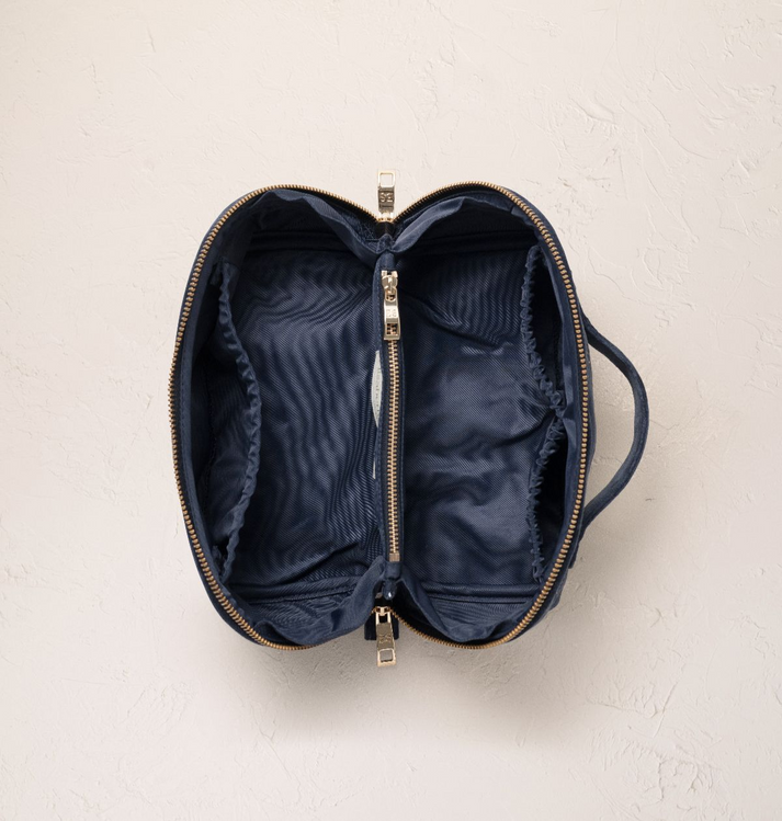 Celestial Leopard Open Flat Makeup Bag - Charcoal Velvet