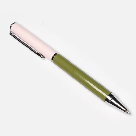 Pale Pink/Khaki Colourblock Boxed Pen