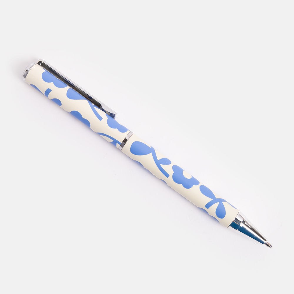 Blue Mono Flower Boxed Pen