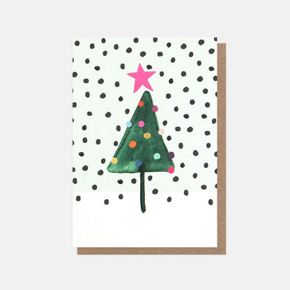 Tree & Spotty Snow Small Christmas Card Pack of 10