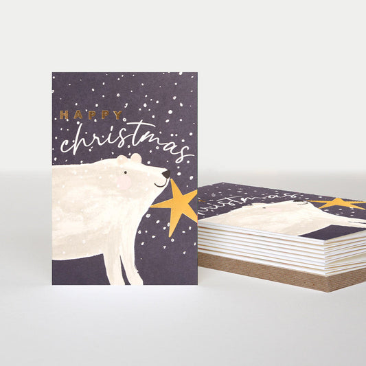 Polar Bear and Snow Small Christmas Card Pack of 10